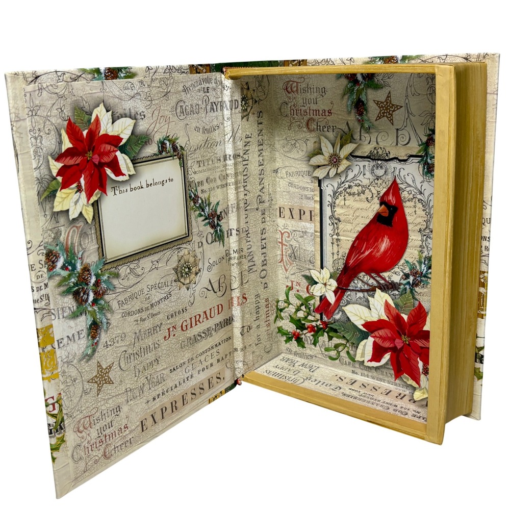Christmas Punch Studio Book Box Green Cardinal‎ Cheer Decorative Storage Box